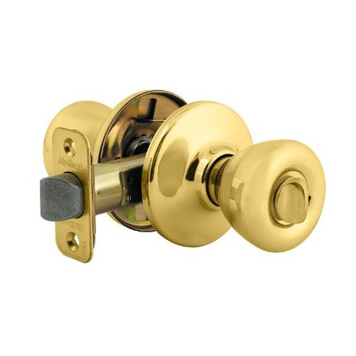 Kwikset Tylo Polished Brass Privacy Lockset - (2-3/8" or 2-3/4" Backset)