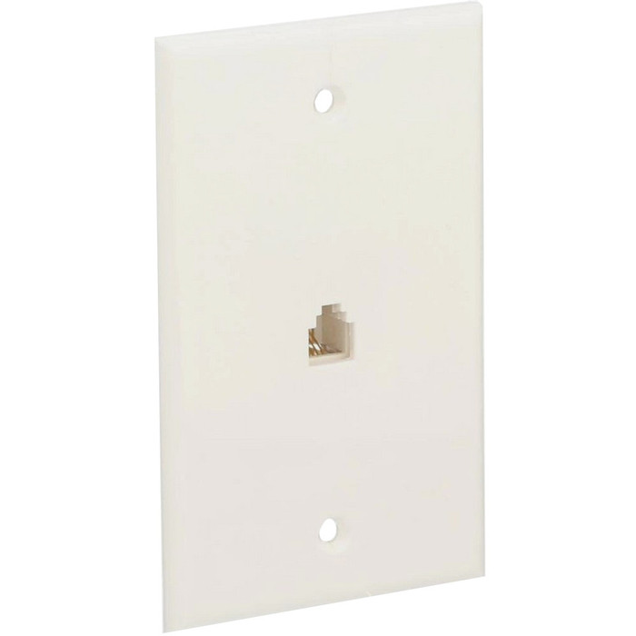 White Flush Wall Phone Jack