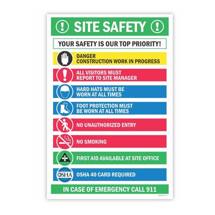 44" X 30" Corrugated Plastic Site Safety Sign