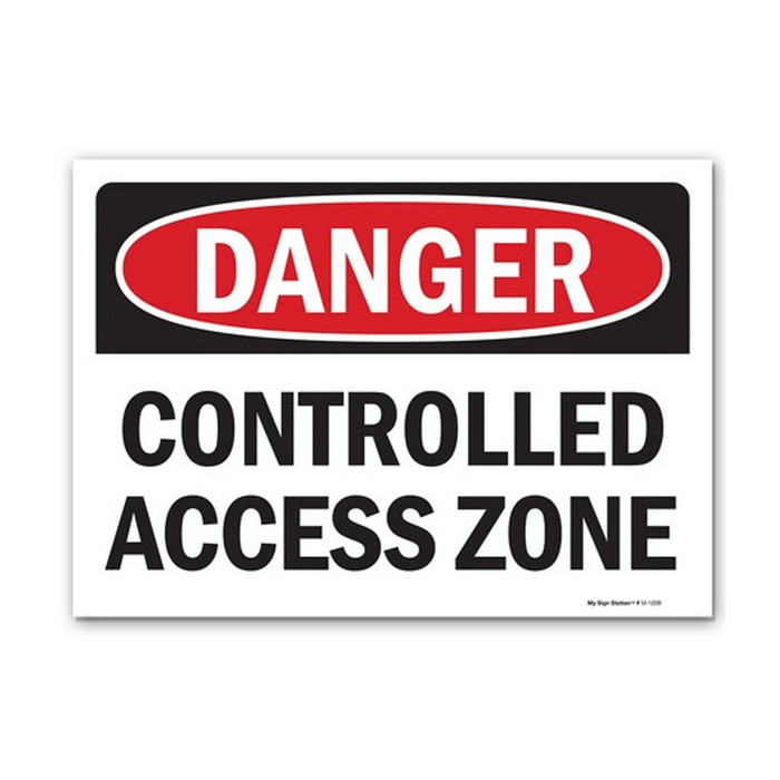 10" X 14" Corrugated Plastic Danger Controlled Access Zone Sign