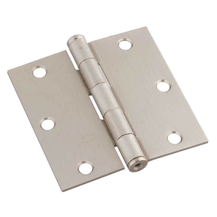 3-1/2" Satin Nickel Square Corner Hinges (Pack of 3)