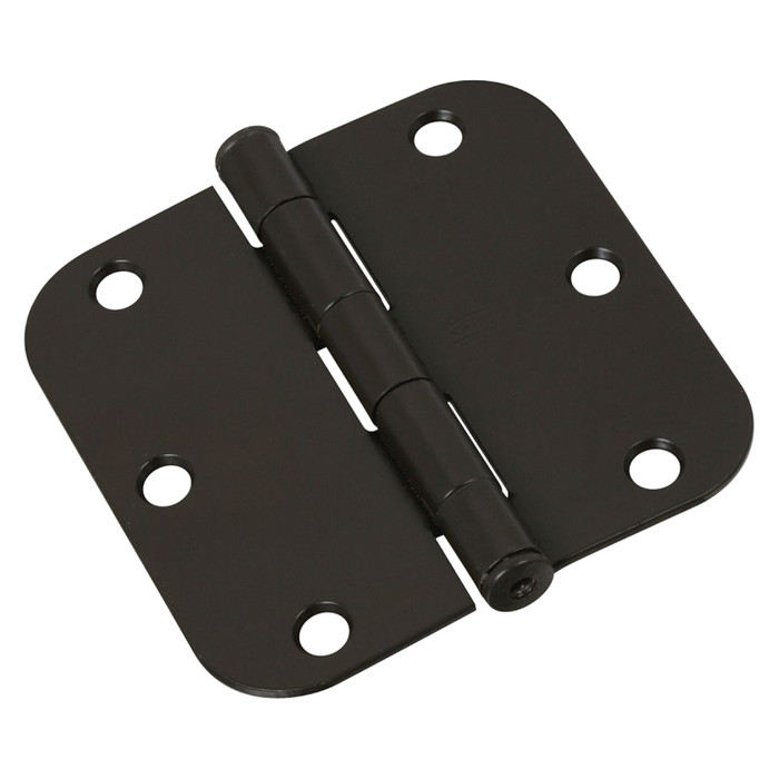 3-1/2" Oil Rubbed Bronze Round Corner Hinges (Pack of 3)