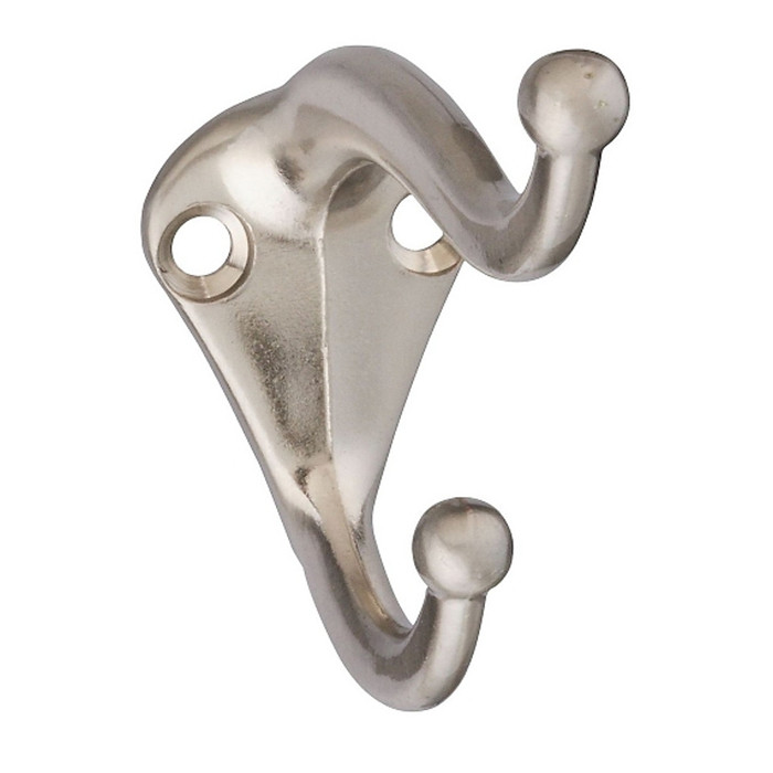 Satin Nickel Plated Coat & Hat Hook (Pack of 2)