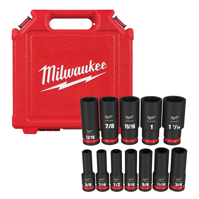 Milwaukee 1/2" Drive Deep Impact Socket Set (12 Piece Set)