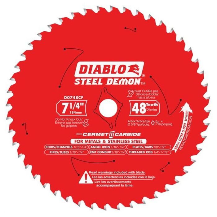 Diablo 7-1/4" X 48 Tooth Steel Demon Cermet Edge Circular Saw Blade