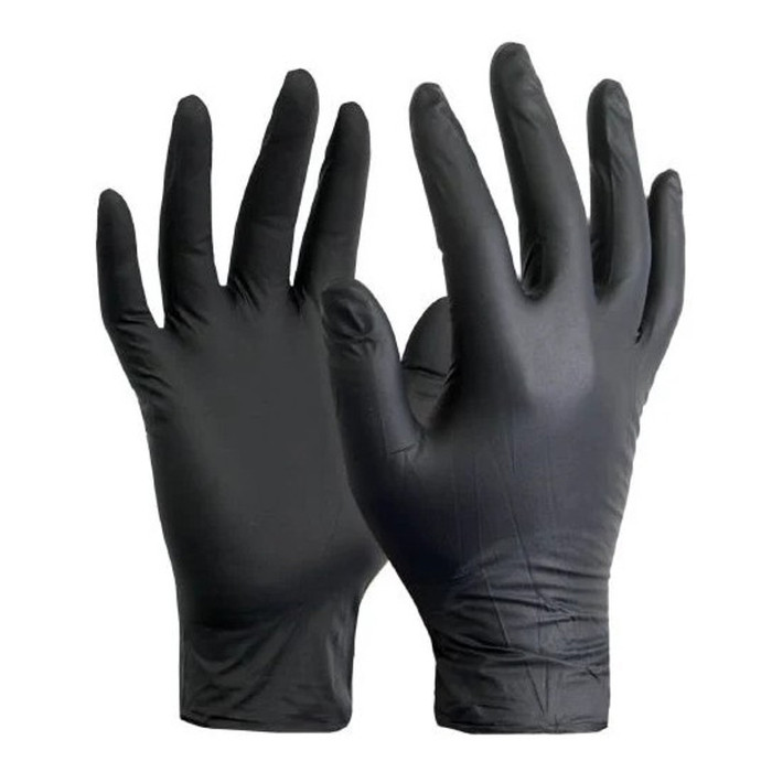 Large Powder-Free Black Nitrile Disposable Gloves (Box of 50 Pairs)