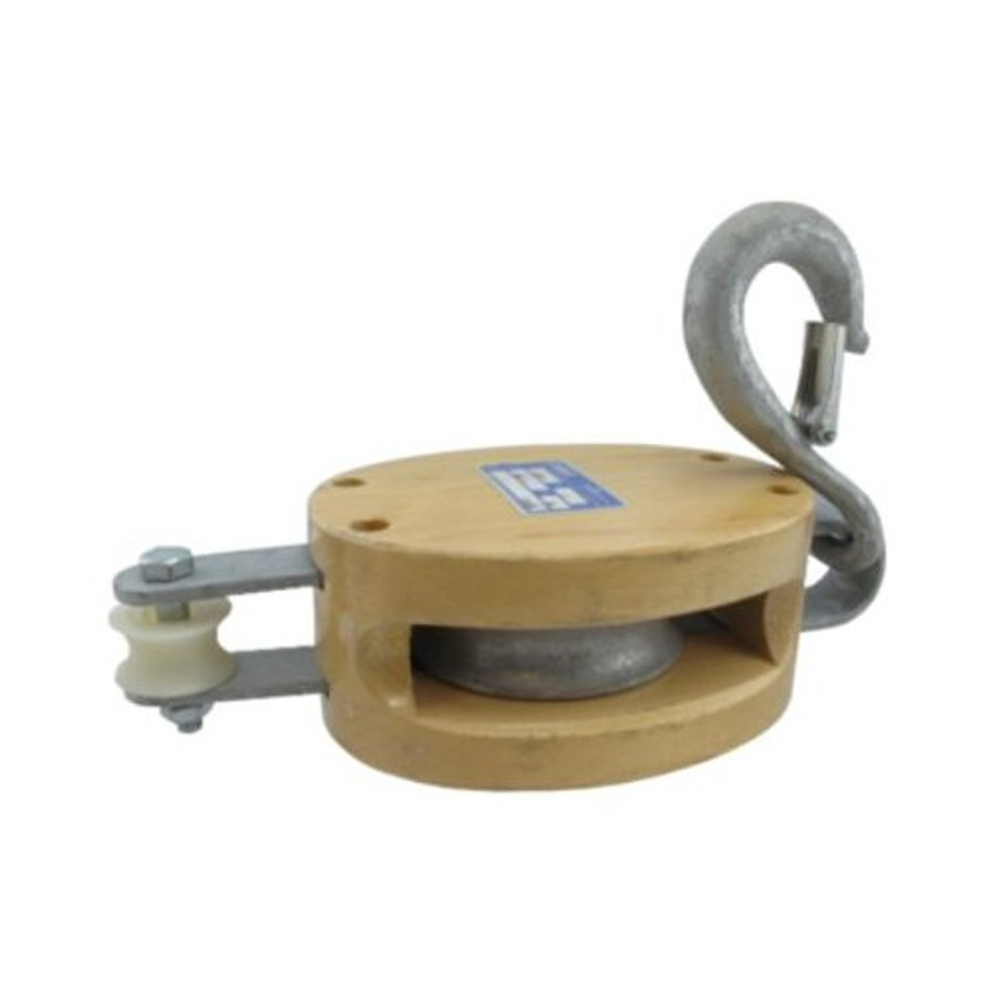 5" Single Pulley Wooden Shell Rope Block