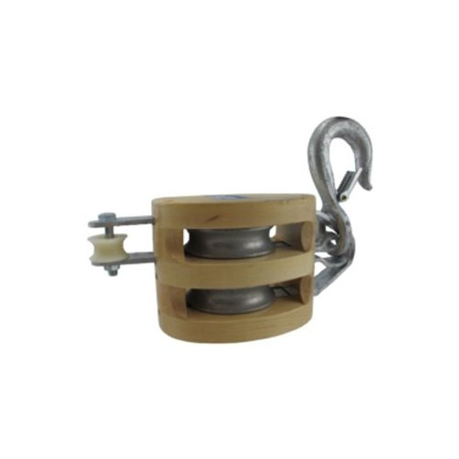 4" Double Pulley Wooden Shell Rope Block