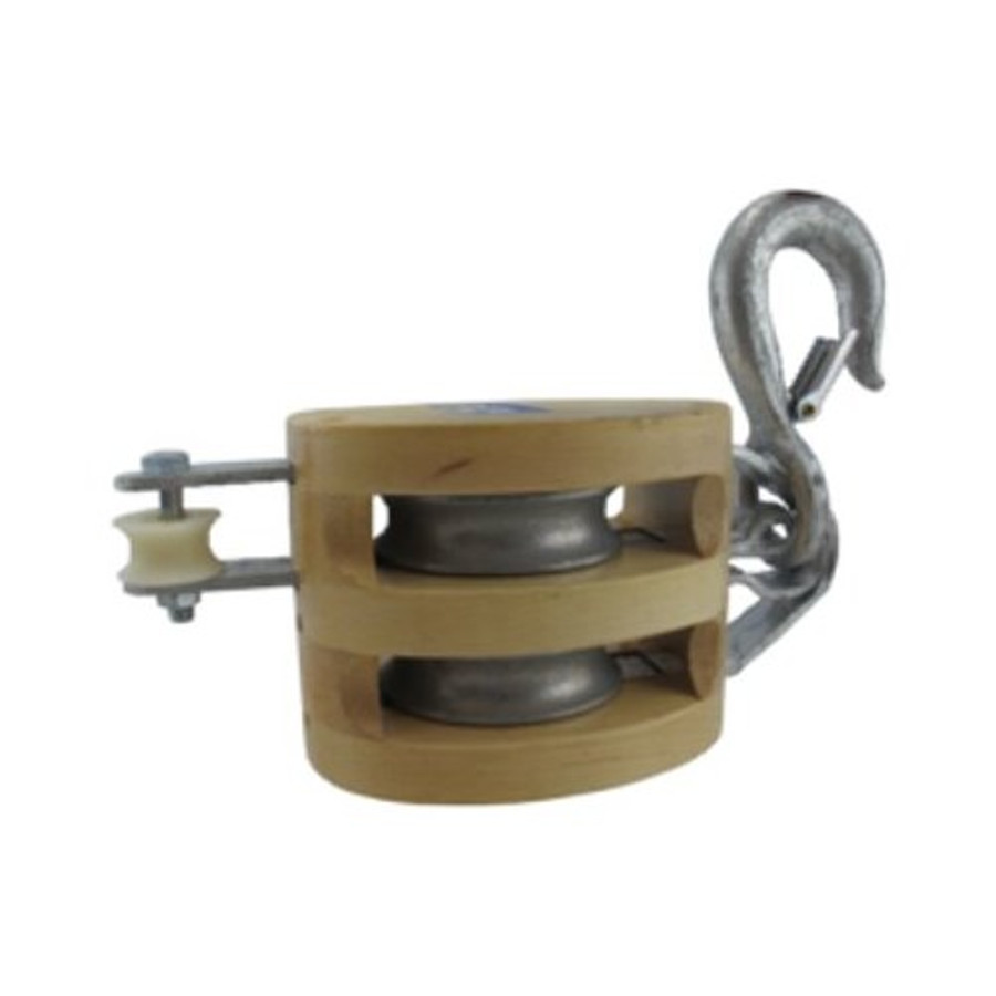 5" Double Pulley Wooden Shell Rope Block