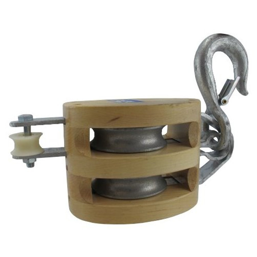 6" Double Pulley Wooden Shell Rope Block