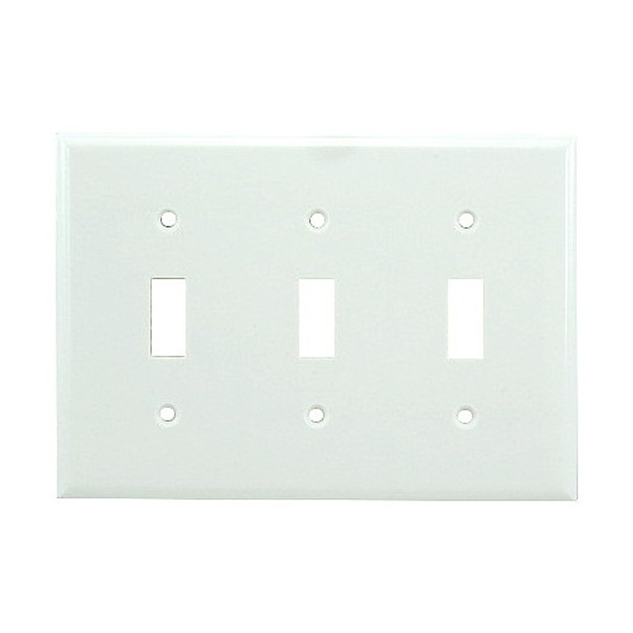 White 3 Gang Toggle Plate