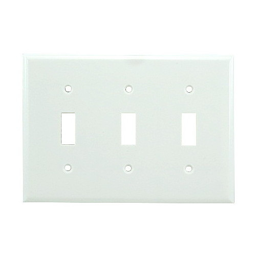 White 3 Gang Toggle Plate