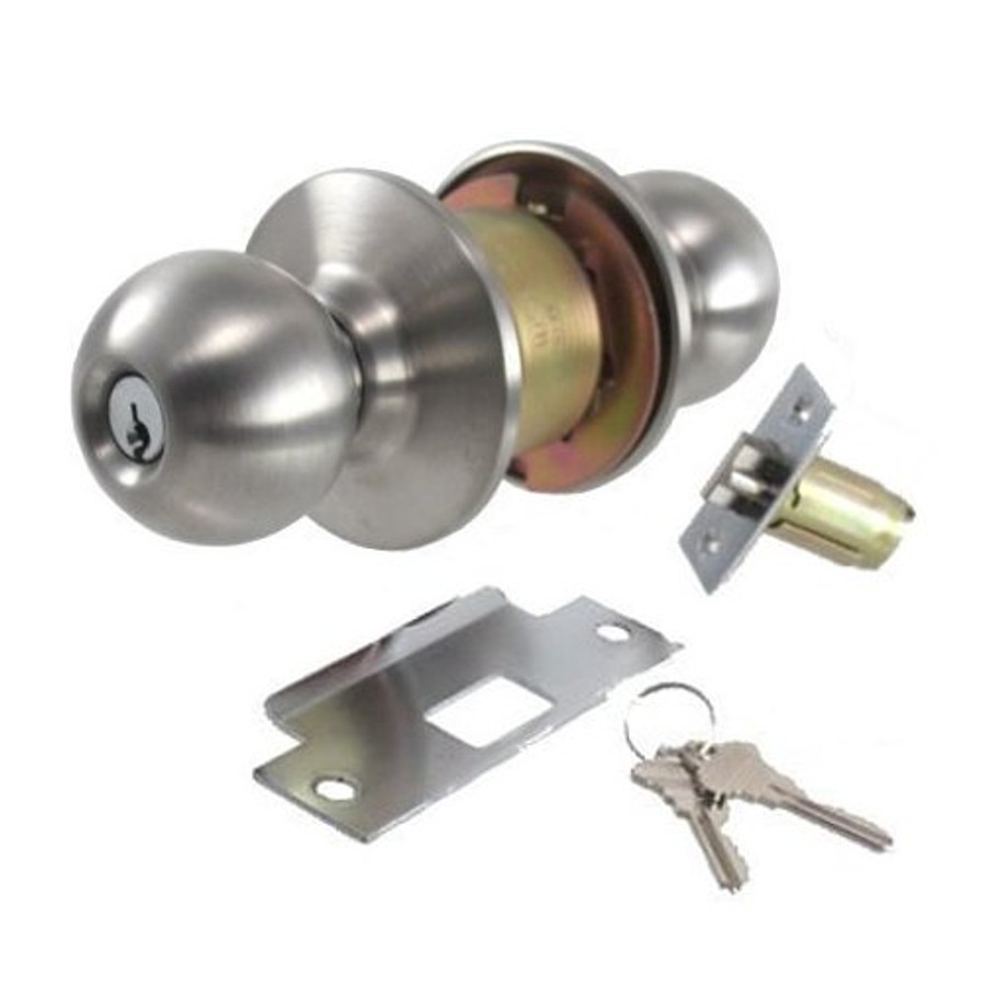 Stainless Steel Entry Lockset (2-3/4" Backset)