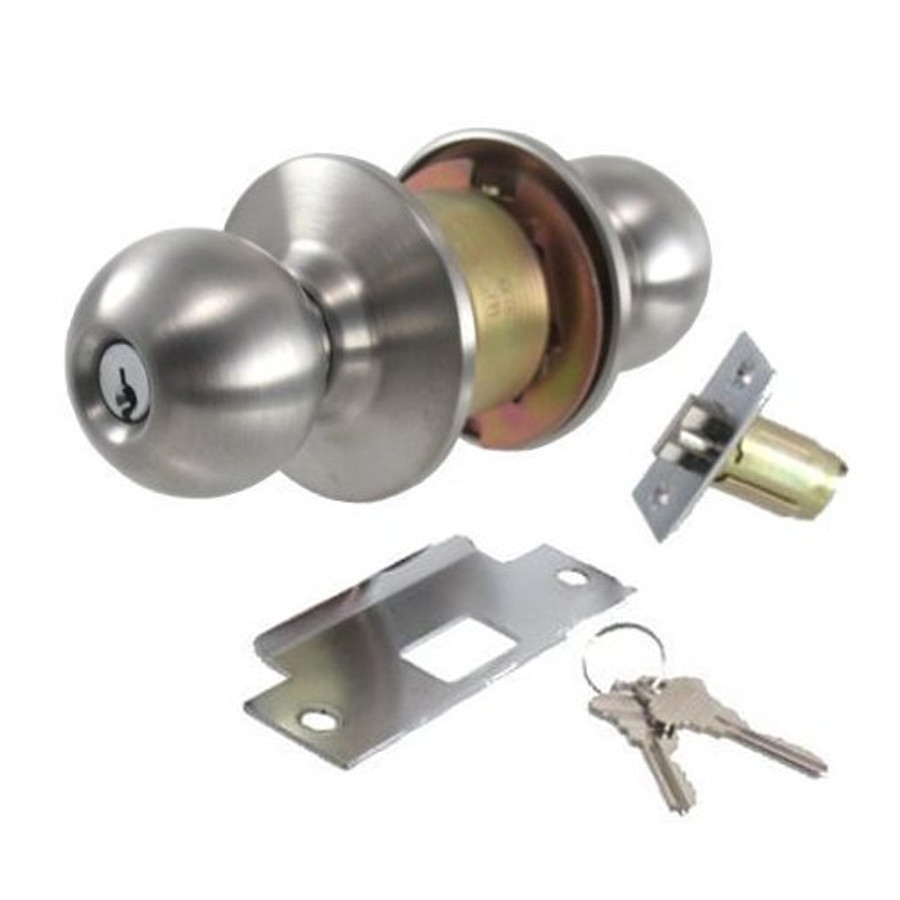 Stainless Steel Storeroom Lockset (2-3/4" Backset)