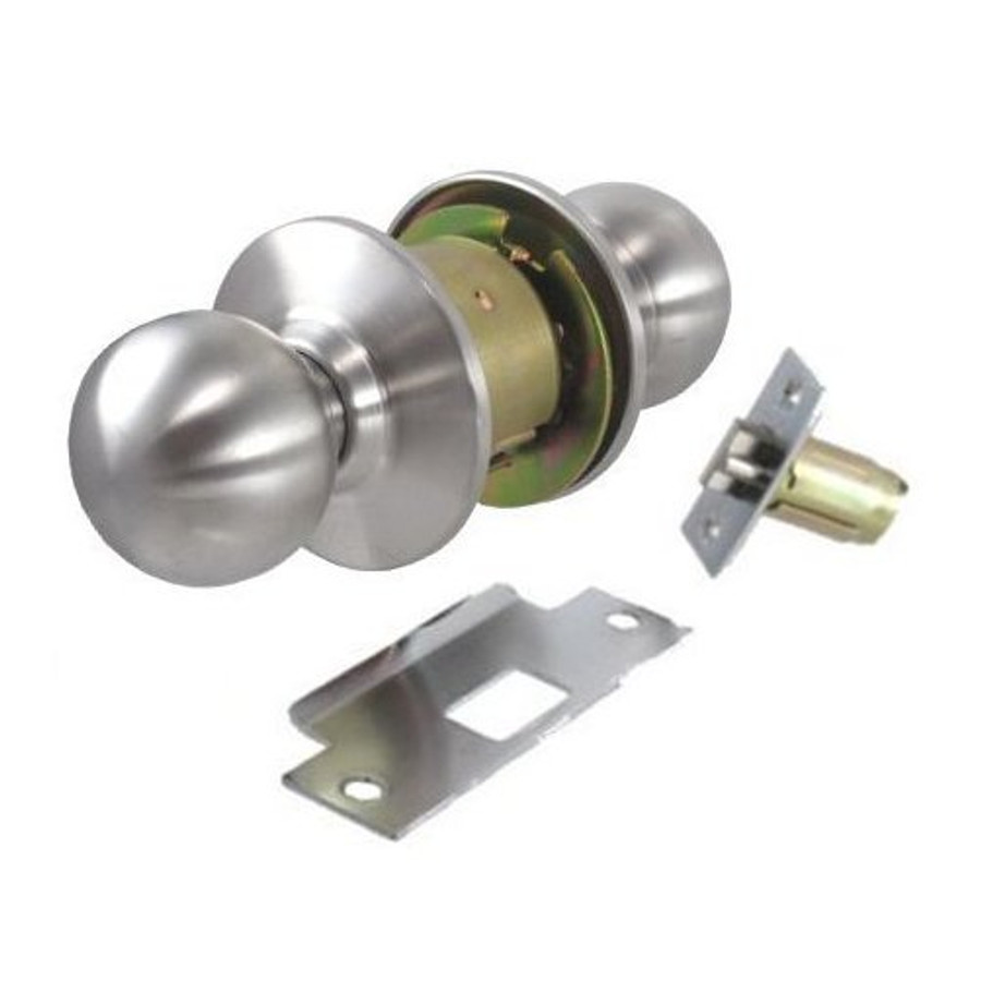 S. Parker Stainless Steel Ball Knob Passage Lockset (2-3/4" Backset)