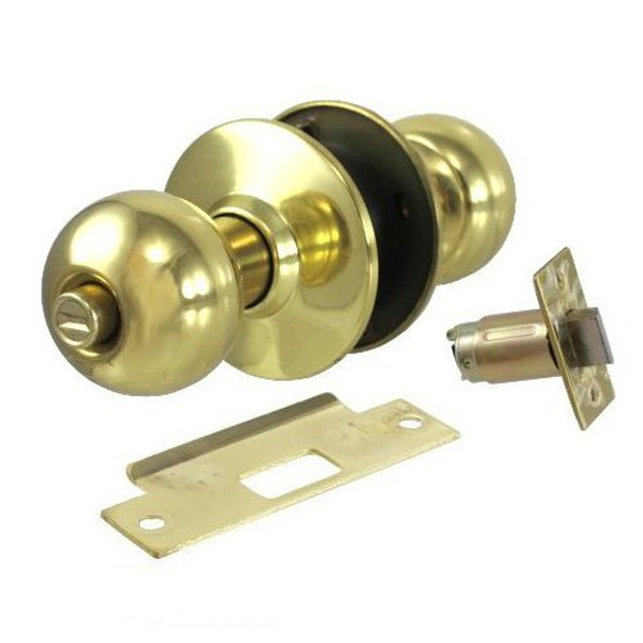 S. Parker Polished Brass Ball Knob Privacy Lockset (2-3/4" Backset)