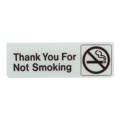 3" X 9" Deco "Thank You For Not Smoking" Plastic Sign