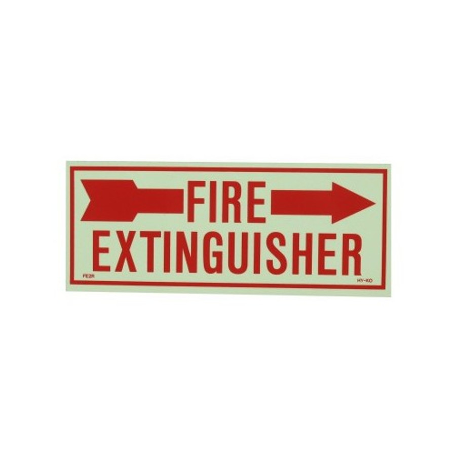 4" X 10" "Fire Extinguisher" Vinyl Phosphorescent Sticker - Right