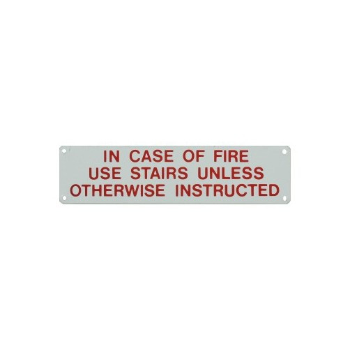 2-1/2" X 10" "In Case Of Fire" Metal Sign