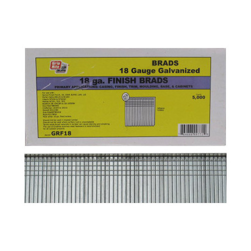 1" 18-Gauge Galvanized Finish Brads (Box of 5,000)