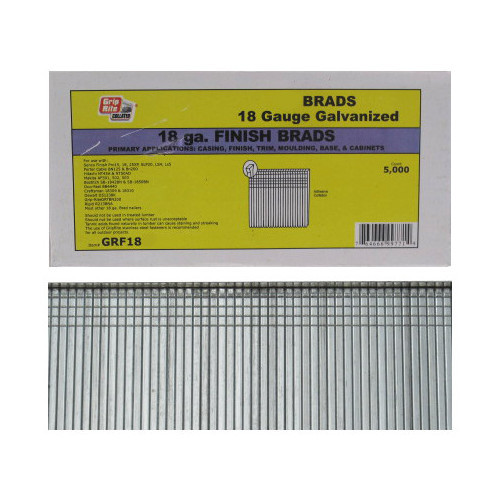 1-1/2" 18-Gauge Galvanized Finish Brads (Box of 5,000)