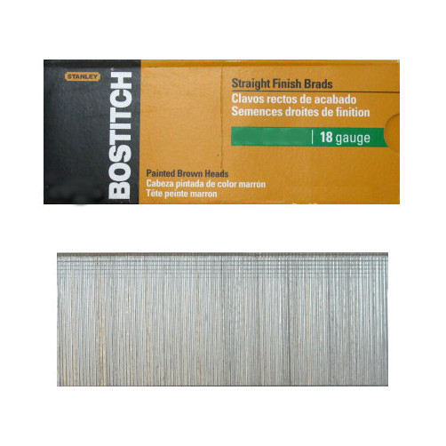 1" 18-Gauge Galvanized Straight Finish Brads (Box of 3,000)
