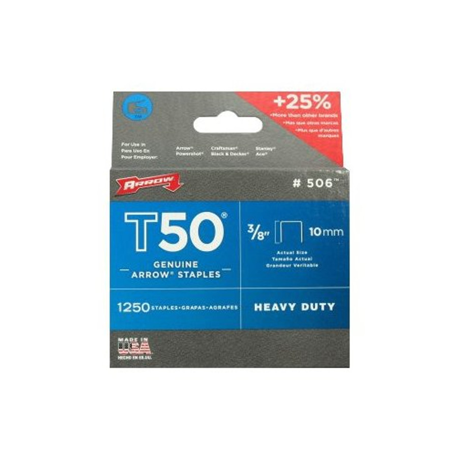 3/8" Staples For Arrow Model T-50 Stapler (Pack of 1,250)