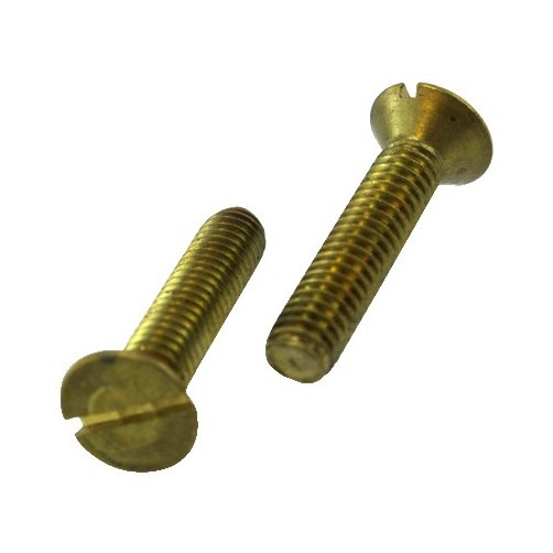 10/24 X 3" Brass Flat Head Slotted Machine Screws (Box of 100)