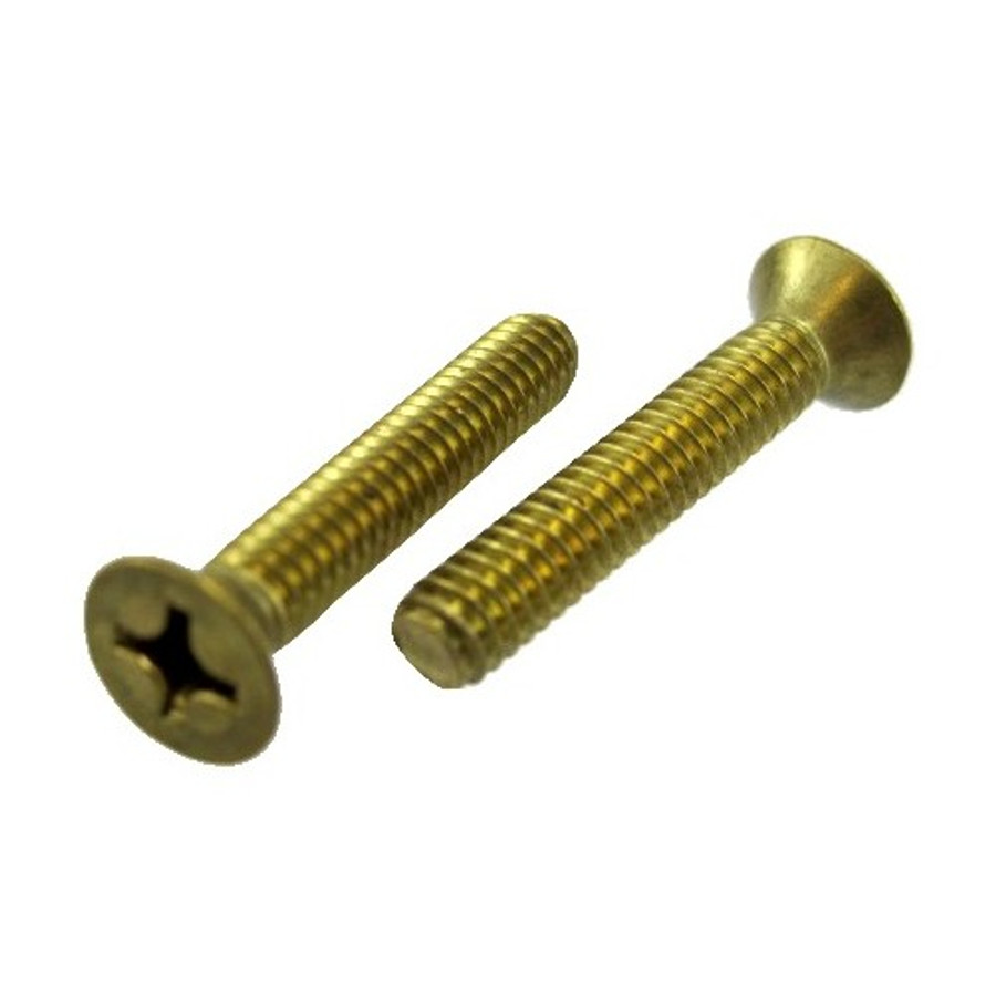 5/16"-18 X 1" Brass Flat Head Phillips Machine Screws (Box of 100)