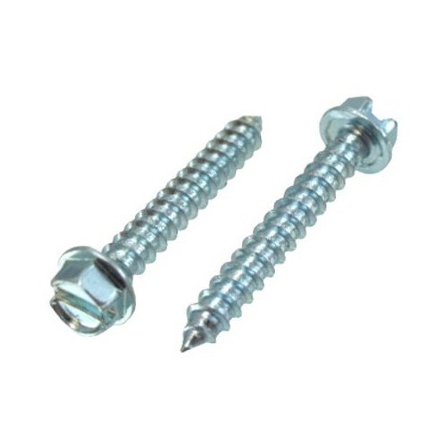 # 8 X 2" Zinc Plated Hex Head Slotted Sheet Metal Screws (Pack of 12)