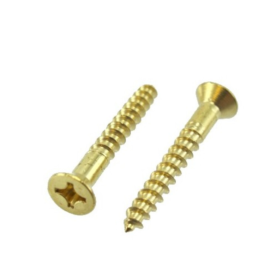 # 8 X 1-1/2" Brass Flat Head Phillips Wood Screws (Box of 100)