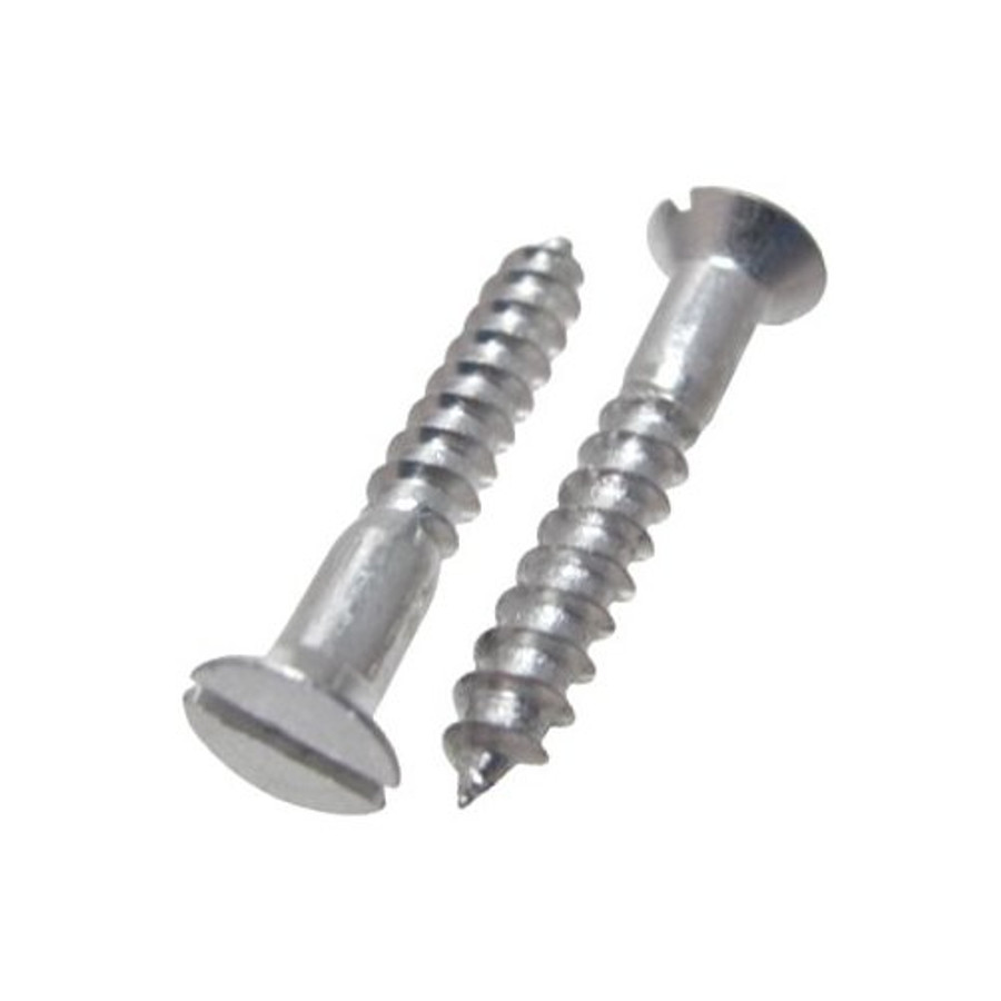 # 8 X 1" Aluminum Flat Head Slotted Wood Screws (Pack of 12)