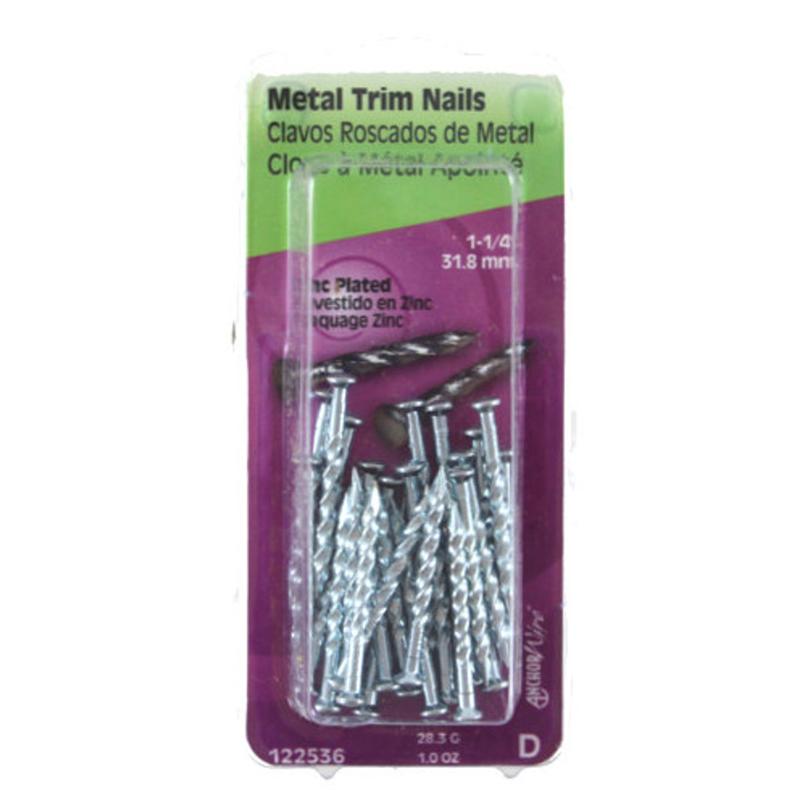 1oz. 1-1/4" Metal Trim Nails Zinc Plated