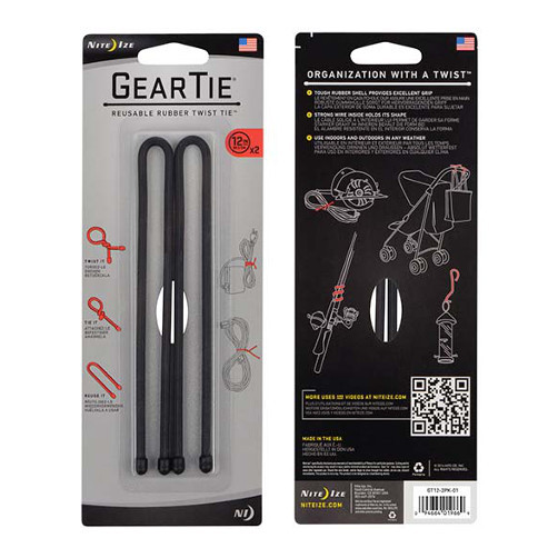 12" Gear Tie Rubber Twist Tie (Pack of 2)