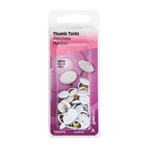 White Thumb Tacks (Pack of 40)