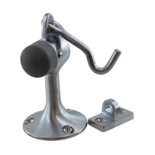 Dull Chrome Floor Door Stop With Hook