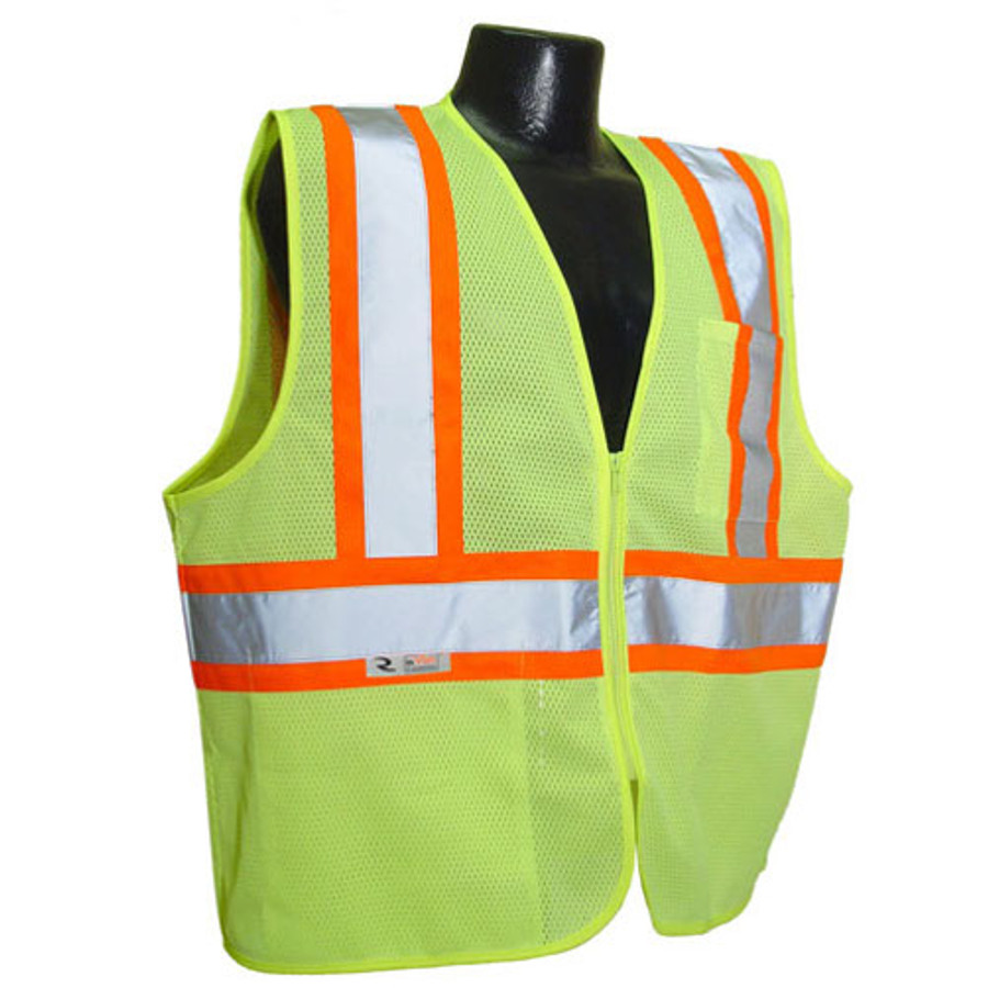 Large Hi-Viz Green Mesh Safety Vest With Two-Tone Trim
