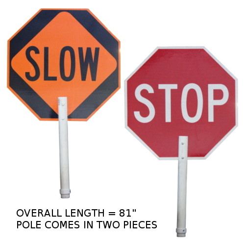 81" Pole Stop/Slow Paddle Sign