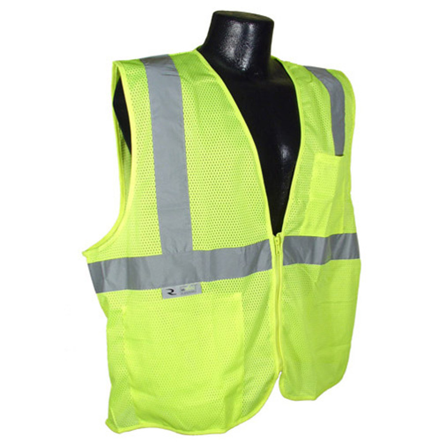 Large Hi-Viz Lime Green Mesh Self-Extinguishing Safety Vest