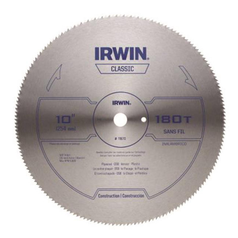 10" X 180 Tooth Irwin Plywood Circular Saw Blade