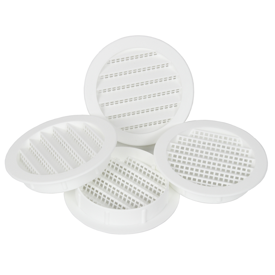 3" White Plastic Round Soffit Vents (Pack of 4)