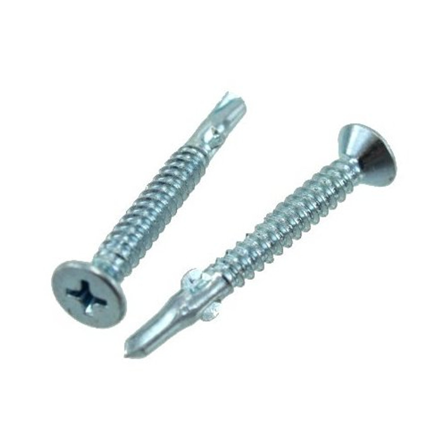 12/24 X 2" Zinc Plated Flat Head Phillips Winged Drill & Tap Screws (Pack of 12)