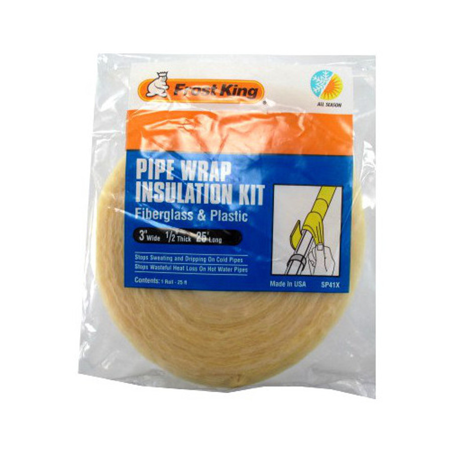 3" X 1/2" X 25' Fiberglass Pipe Wrap Insulation Kit