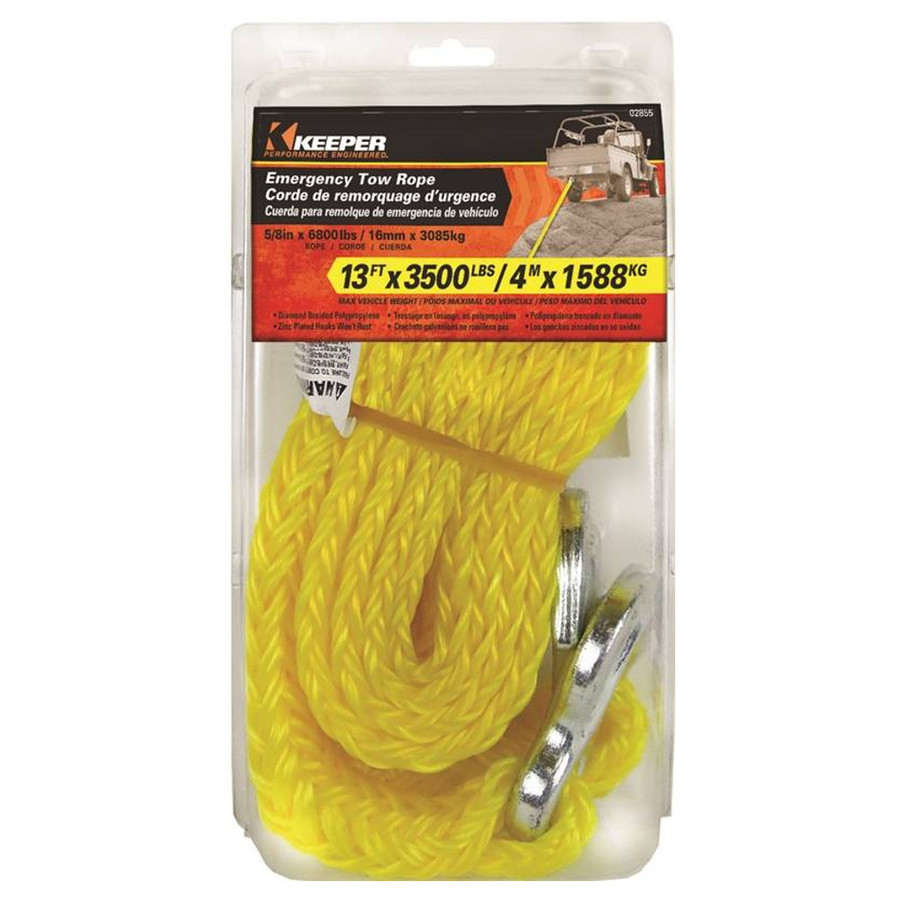 5/8" X 13' Diamond Braided Tow Rope - (3,500 lb. SWL)