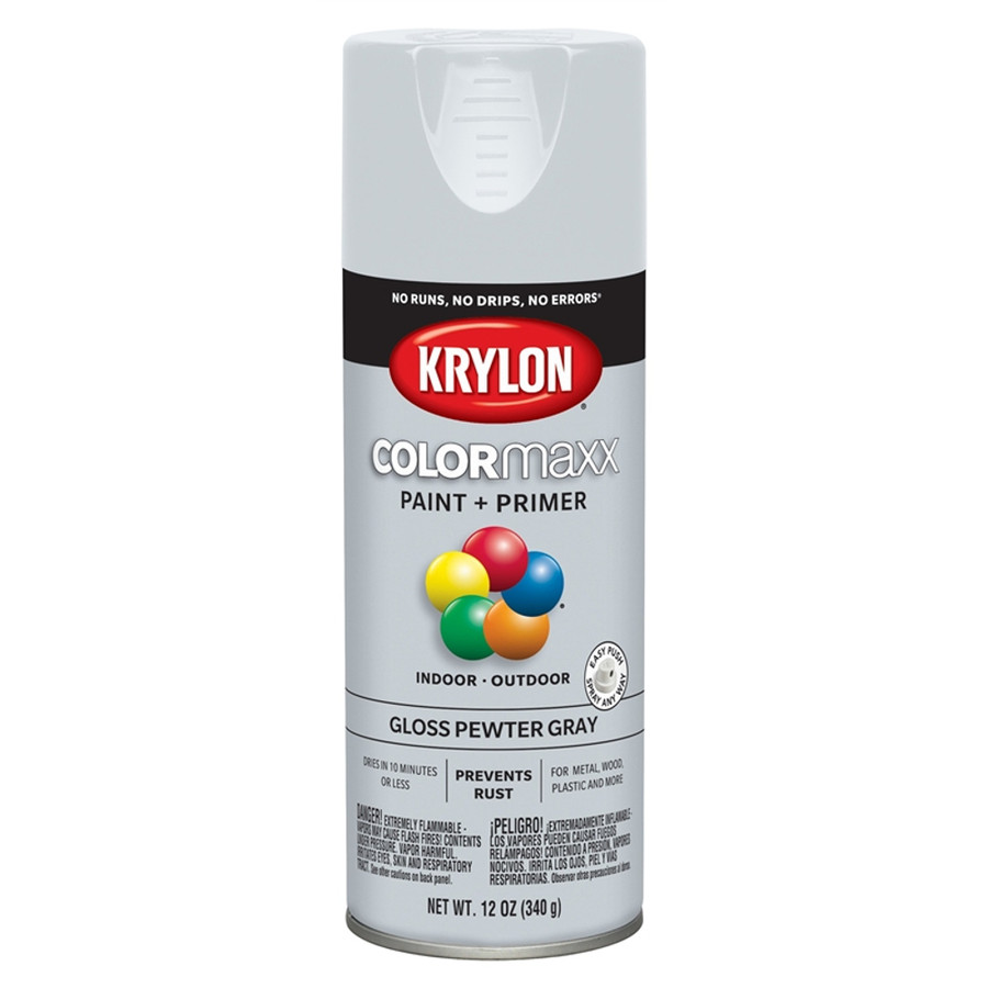 12 oz. Krylon ColorMaxx Gloss Pewter Gray Spray Paint - (Available For Local Pick Up Only)