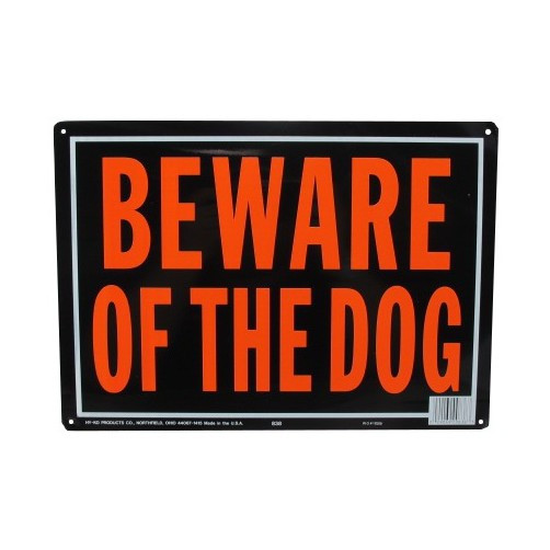 9-1/4" X 14" "Beware of Dog" Metal Sign