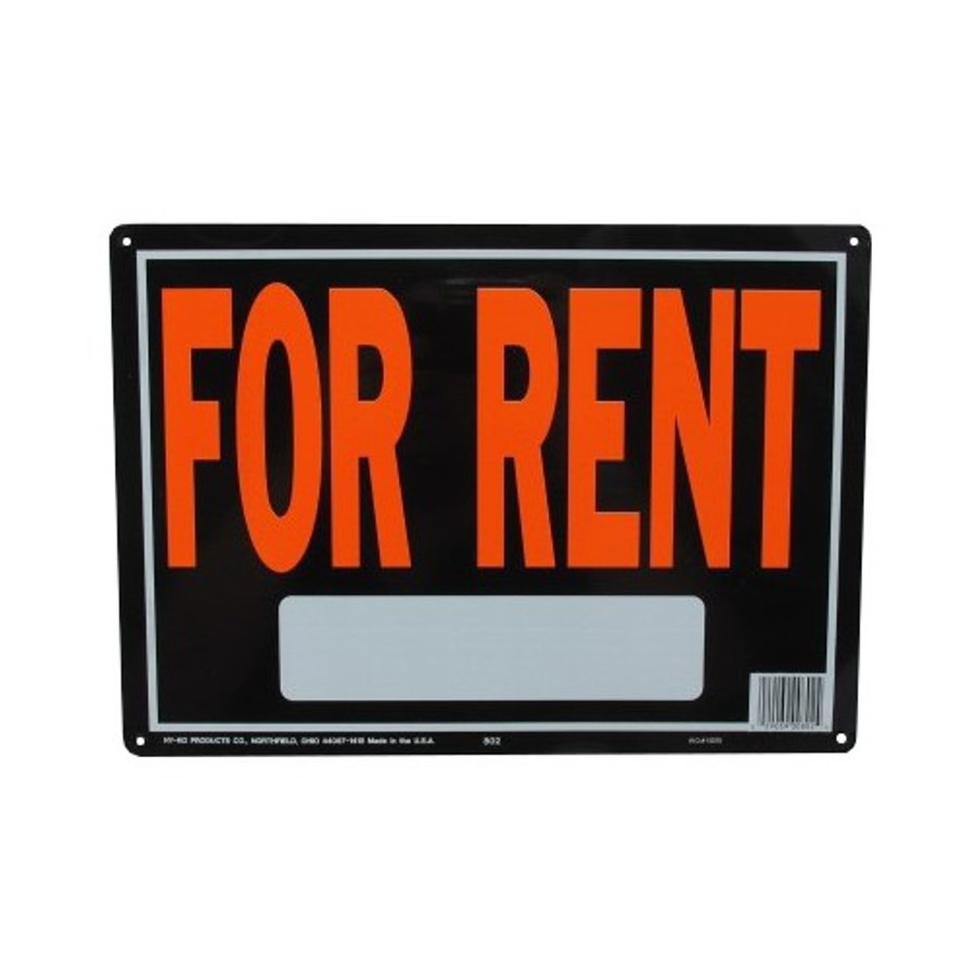 9-1/4" X 14" "For Rent" Metal Sign