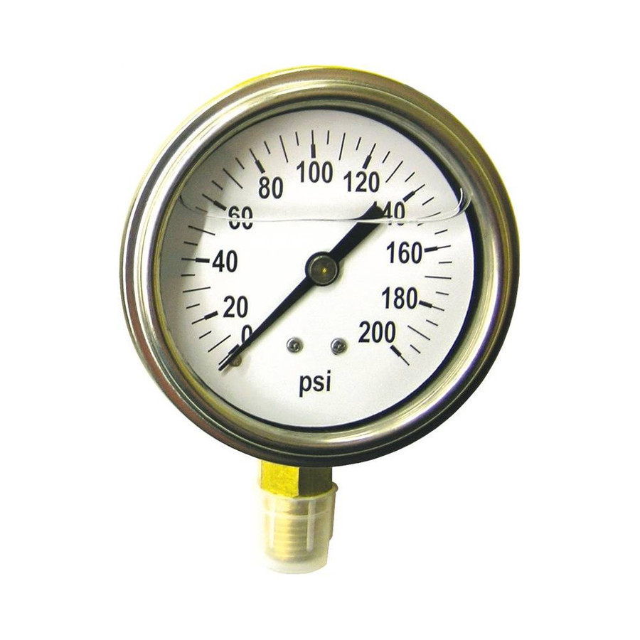 2-1/2" 200-psi Liquid Pressure Gauge w/ 1/4" NPT Connection Port