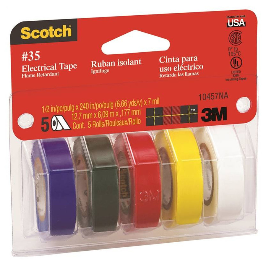 1/2" Assorted Colored Electrical Tape (Pack of 5)
