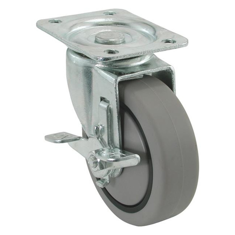 4" Swivel w/ Brake Non-Marring Plate Caster